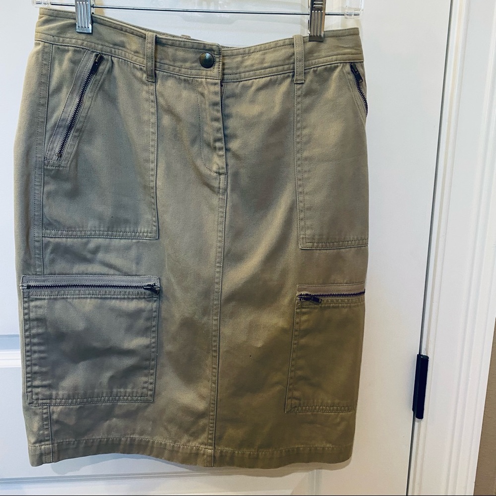 Khaki Pencil Skirt with Zipper In Back - size 2